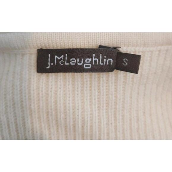 J. McLAUGHLIN Natural Italian Merino Wool Ribbed Ruffle Sleeve Sweater Womens S - Picture 6 of 7
